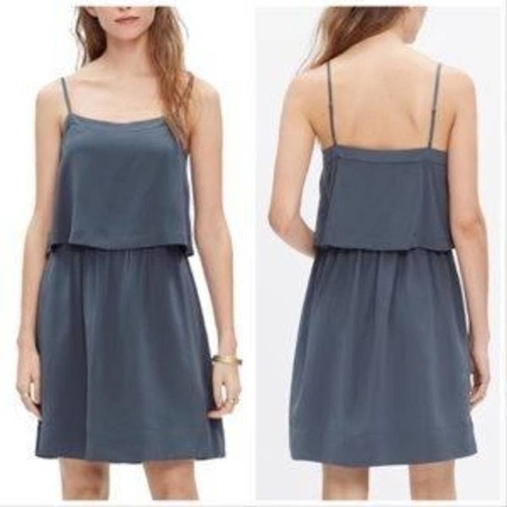 Madewell Silk Overlay Cami Dress 10 Slate
